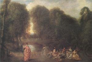 Jean-Antoine Watteau Assembly in a Park (mk05) Norge oil painting art